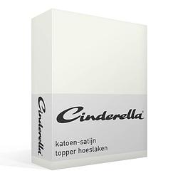 Foto van Cinderella satijn topper hoeslaken - 100% katoen-satijn - 2-persoons (120x200 cm) - ivory