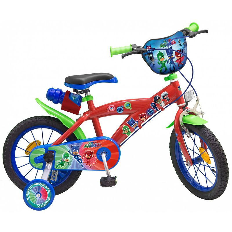 Foto van Disney jongensfiets pj masks 16 inch 25,4 cm jongens knijprem rood/groen