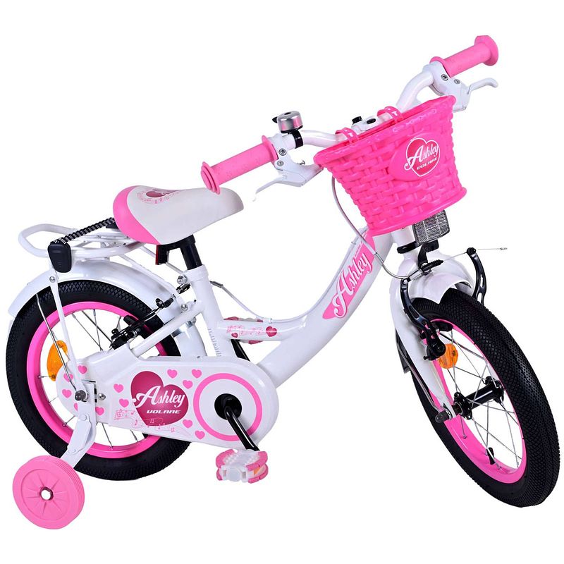 Foto van Volare ashley kinderfiets - meisjes - 14 inch - wit - twee handremmen