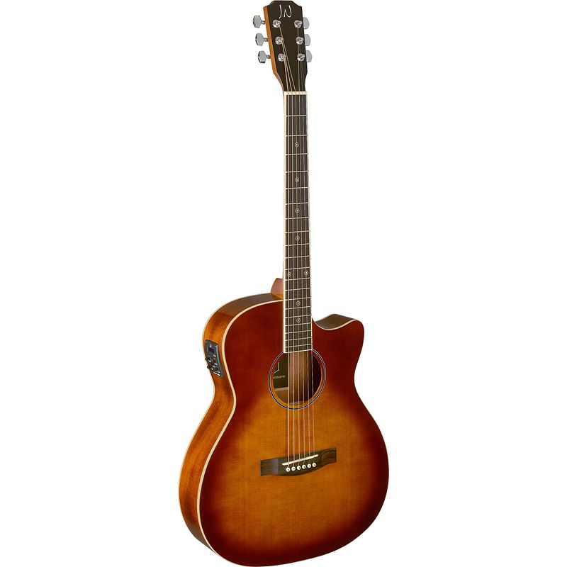 Foto van J.n guitars bessie bes-ace dark cherry burst e/a westerngitaar