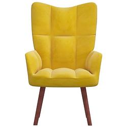 Foto van The living store relaxstoel fluweel mosterdgeel - fauteuil