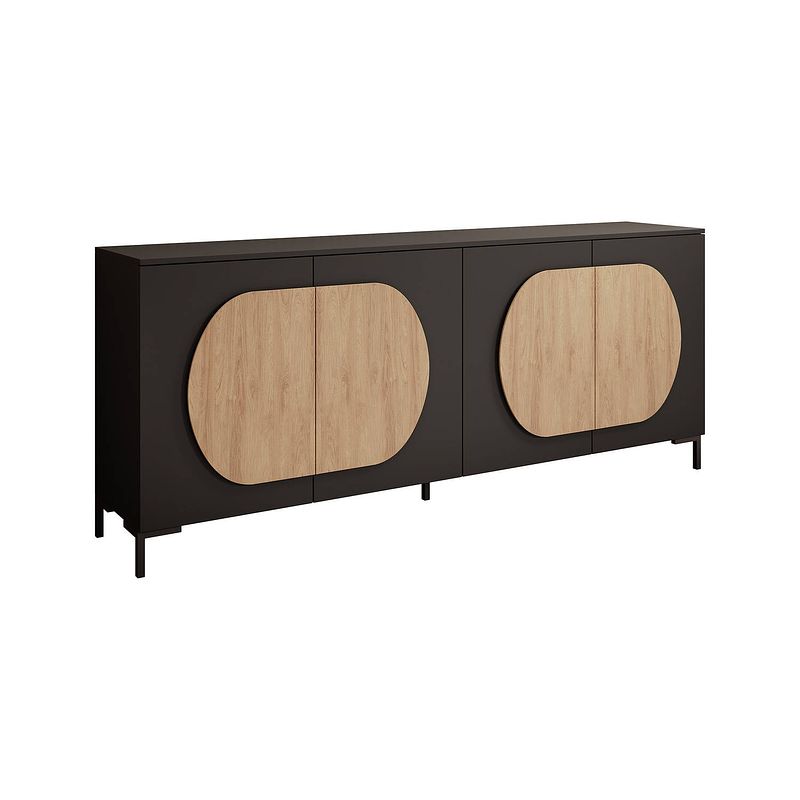 Foto van Meubella dressoir orlin - zwart - 200 cm