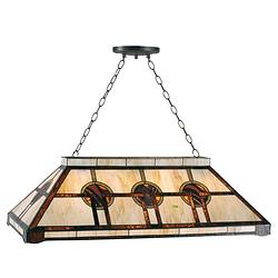 Foto van Haes deco - hanglamp tiffany beige, bruin 92x47x30/126 cm e27/max 3x60w