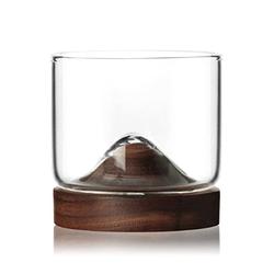 Foto van Aretica whiskey glas met houten onderzetter - bruin