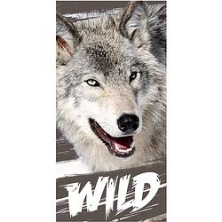 Foto van Animal pictures strandlaken wolf - 70 x 140 cm - katoen