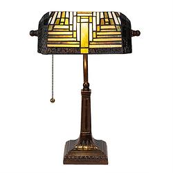 Foto van Clayre & eef cremekleurige bureaulamp tiffany 26*26*42 cm e27/max 1*40w 5ll-6088