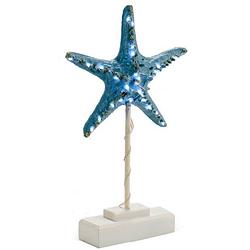 Foto van Giftdecor zeester 28 led 20,5 x 6 x 35,5 cm hout blauw