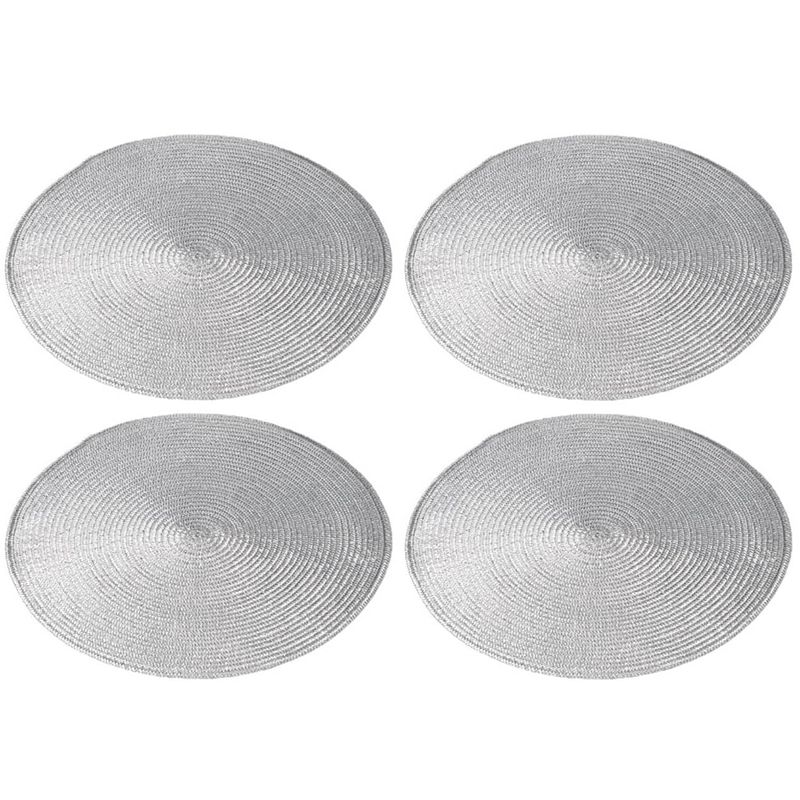 Foto van 4x stuks ronde placemats zilver polypropeen 38 cm - placemats