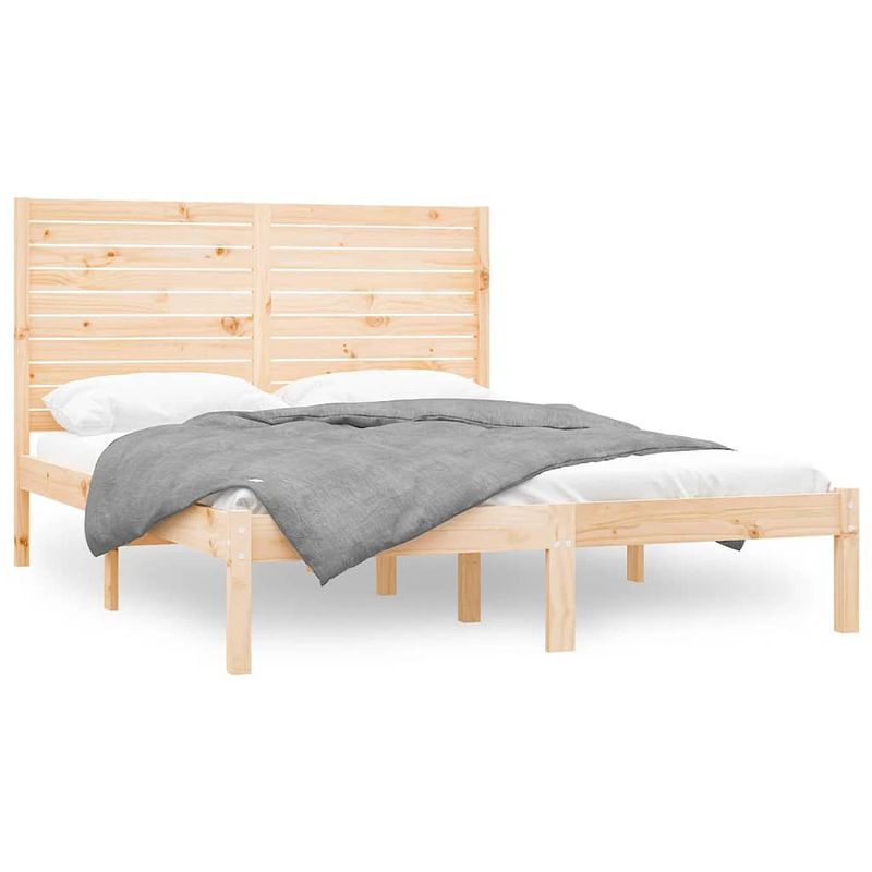 Foto van The living store bedframe massief grenenhout - 205.5 x 126 x 100 cm - tijdloos ontwerp