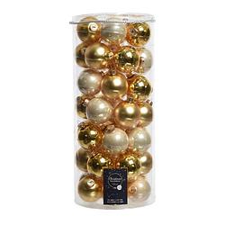 Foto van 49x stuks glazen kerstballen parel/goud 6 cm glans en mat - kerstbal