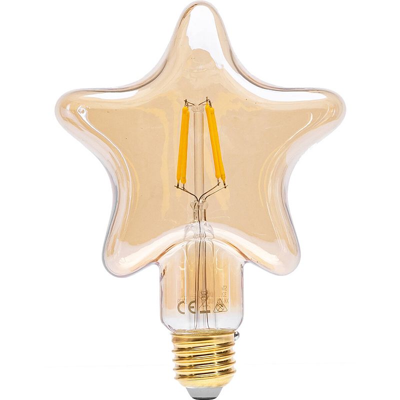 Foto van Led lamp - aigi glow star - e27 fitting - 4w - warm wit 1800k - amber