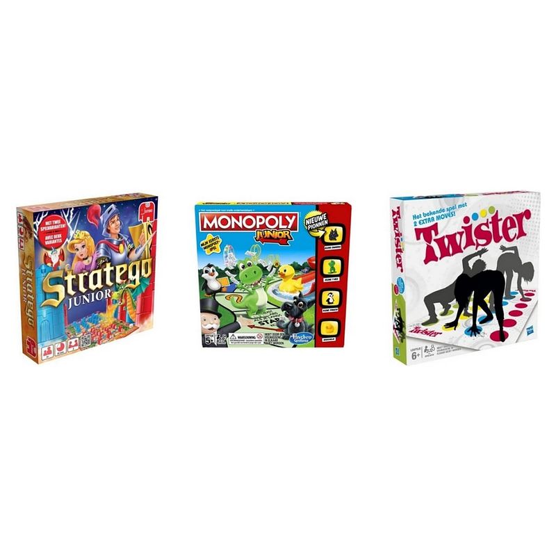 Foto van Spellenbundel - 3 stuks - stratego junior & monopoly junior & twister