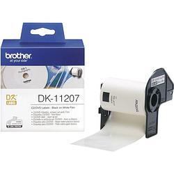 Foto van Brother dk-11207 rol met etiketten ø 58 mm folie wit 100 stuk(s) permanent dk11207 cd-etiketten, dvd-etiketten