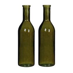 Foto van 2x glazen fles / vaas groen 50 x 15 cm - vazen