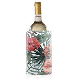 Foto van Vacu vin wijnkoeler botanic 1 liter 14 x 18 cm groen/roze