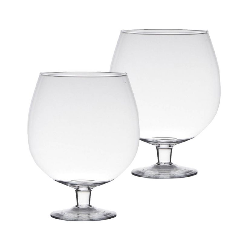 Foto van Set van 2x stuks transparante luxe stijlvolle brandy vaas/vazen van glas 20 cm - vazen