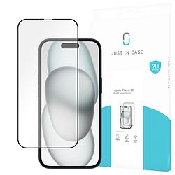 Foto van Just in case full cover tempered glass voor apple iphone 15 smartphone screenprotector