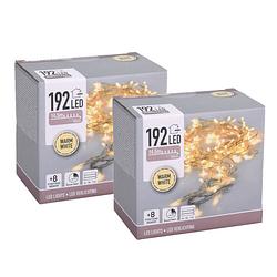 Foto van Kerstverlichting - set 2x st. - warm wit - 14,5 m - 192 leds - kerstverlichting kerstboom