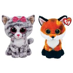 Foto van Ty - knuffel - beanie boo'ss - kiki cat & fox