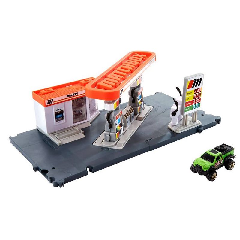 Foto van Matchbox benzinestation action drivers junior 44 x 18 cm wit