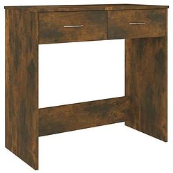 Foto van The living store bureau gerookt eiken - schrijftafel 80 x 40 x 75 cm - met 2 lades