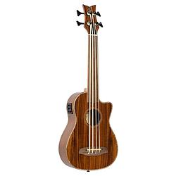 Foto van Ortega caiman-fl-gb lizard series short scale uke bass natural fretloze e/a bas ukelele met gigbag