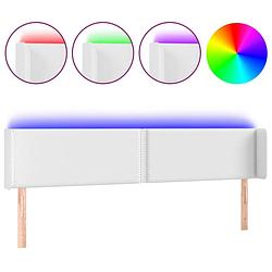 Foto van The living store hoofdbord led-verlichting - kunstleer - wit - 163 x 16 x 78/88 cm - verstelbaar