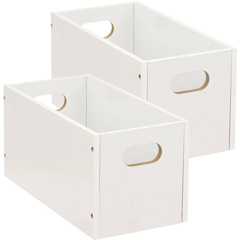 Foto van Set van 2x stuks opbergmand/kastmand 7 liter wit van hout 31 x 15 x 15 cm - opbergmanden