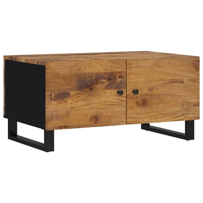 Foto van The living store salontafel mangohout - 80 x 50 x 40 cm - met opbergruimte en deuren