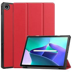 Foto van Basey lenovo tab m10 plus (3e gen) hoesje kunstleer hoes case cover - rood