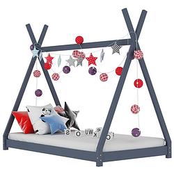 Foto van Vidaxl kinderbedframe massief grenenhout grijs 90x200 cm