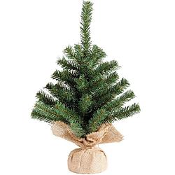 Foto van Kunst kerstboom groen in jute zak 45 cm - tafel kerstbomen