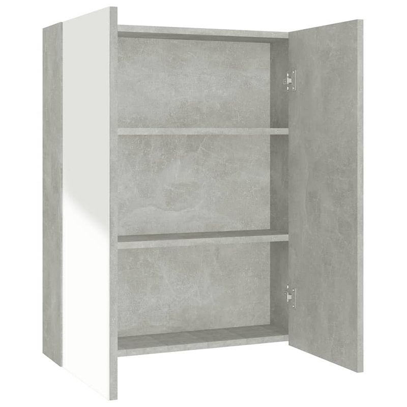 Foto van The living store wandspiegelkast - betongrijs - mdf en glas - 60 x 15 x 75 cm - 2 deuren - 3 vakken