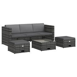 Foto van Vidaxl 4-delige loungeset met kussens poly rattan grijs