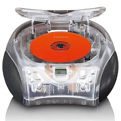 Foto van Draagbare stereo fm radio met cd-speler lenco scd-24tr transparant
