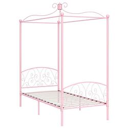 Foto van The living store hemelbedframe - metaal - 211 x 99 x 227 cm - roze - geschikt voor 90 x 200 cm matras - inclusief