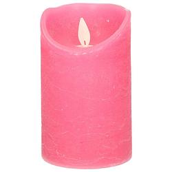 Foto van 1x fuchsia roze led kaarsen / stompkaarsen met bewegende vlam 12,5 cm - led kaarsen