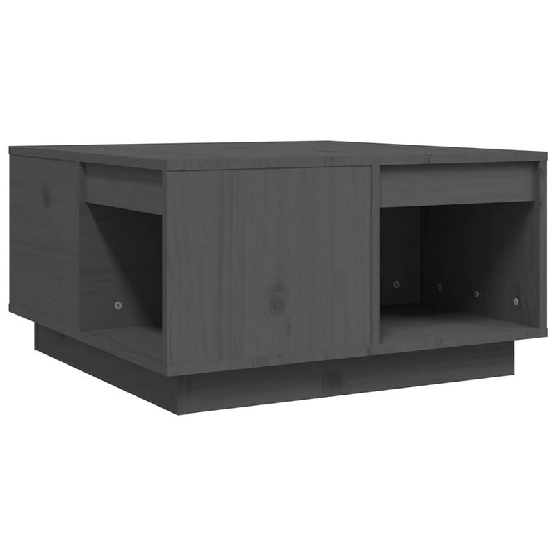 Foto van The living store salontafel - houten - grijs - 60x61x32.5cm - massief grenenhout