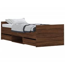 Foto van Vidaxl bedframe met hoofd- en voeteneinde bruineikenkleurig 75x190 cm