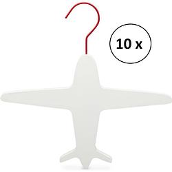 Foto van Relaxwonen - kinder kledinghangers - set van 10 - wit - vliegtuig hanger - extra stevig
