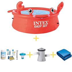 Foto van Intex zwembad - easy set - 183 cm - krab editie - inclusief ways onderhoudspakket, filterpomp & grondzeil