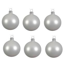 Foto van 6x glazen kerstballen mat winter wit 8 cm kerstboom versiering/decoratie - kerstbal