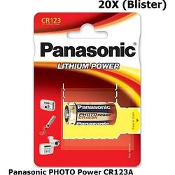 Foto van 20 stuks - panasonic photo power cr123a blister lithium batterij