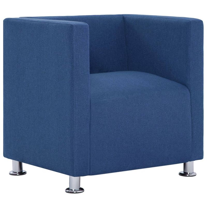 Foto van The living store kubus fauteuil - blauw 69x54x71cm - polyester bekleding