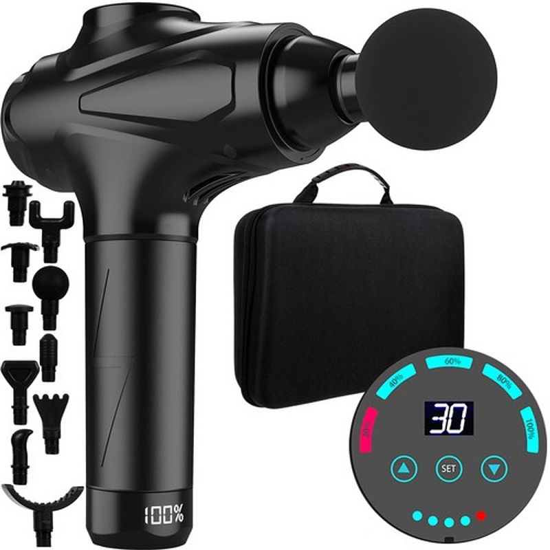 Foto van Malatec massagepistool inclusief koffer en 10 accessoires met 30 snelheden