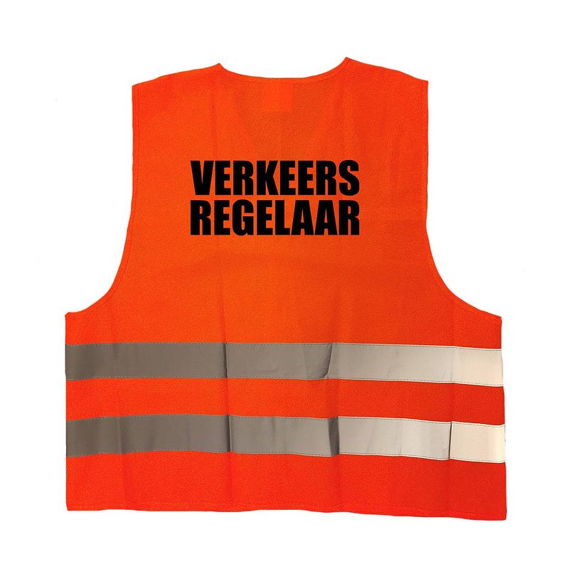 Foto van Verkeersregelaar vestje / hesje oranje met reflecterende strepen voor volwassenen - veiligheidshesje