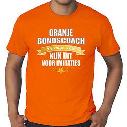 Foto van Grote maten oranje fan shirt / kleding holland de enige echte bondscoach ek/ wk voor heren 4xl - feestshirts