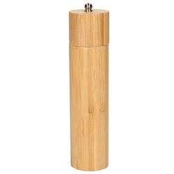 Foto van Pepermolen/zoutmolen bamboe hout beige 16 cm - peper en zoutstel