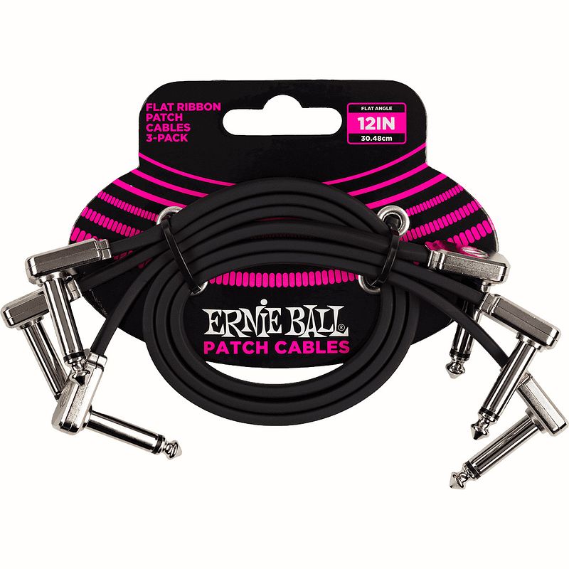 Foto van Ernie ball 6222 flat ribbon patch cables patchkabels haaks 30 cm (set van 3)