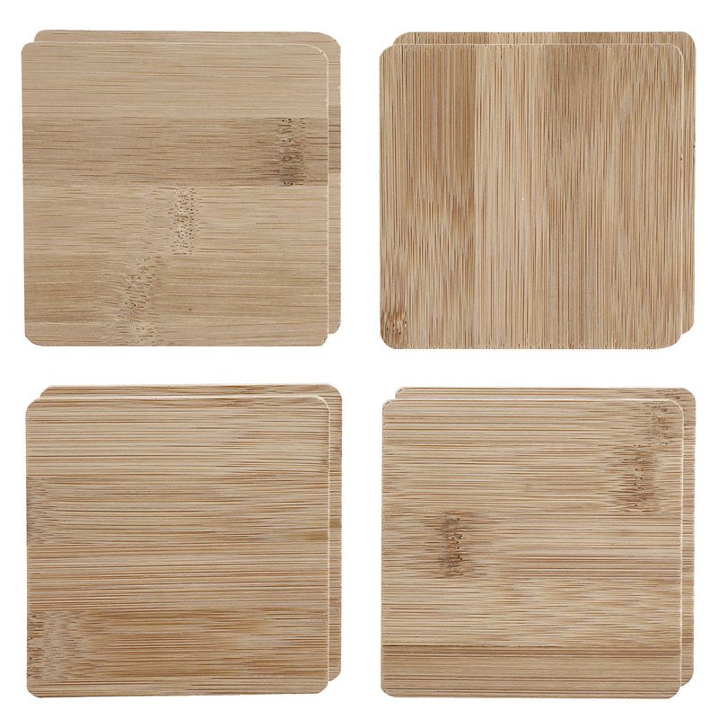 Foto van Onderzetters voor glazen - 8x stuks - bruin - bamboo hout - 10 x 10 cm - glazenonderzetters